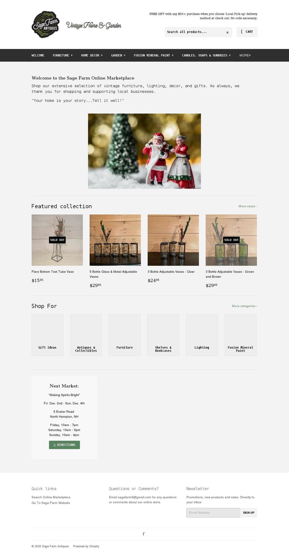 sage-farm-antiques.myshopify.com shopify website screenshot