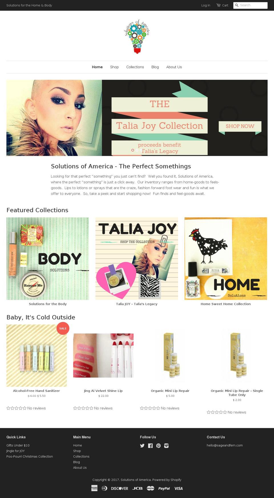 sageandfern.com shopify website screenshot