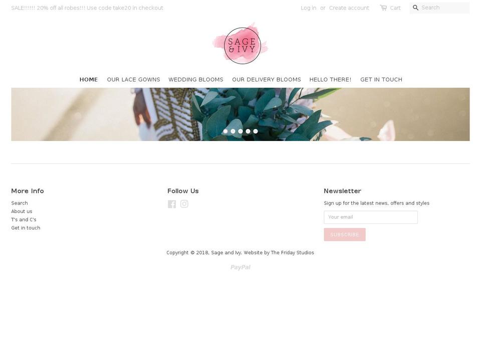 sageandivy.co.nz shopify website screenshot