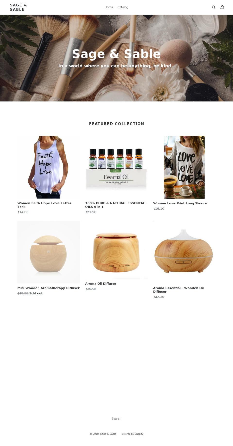 sageandsable.com — Shopify storefront screenshot