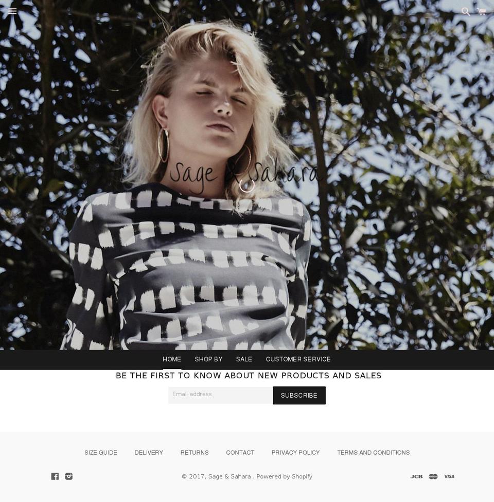 sageandsahara.com shopify website screenshot