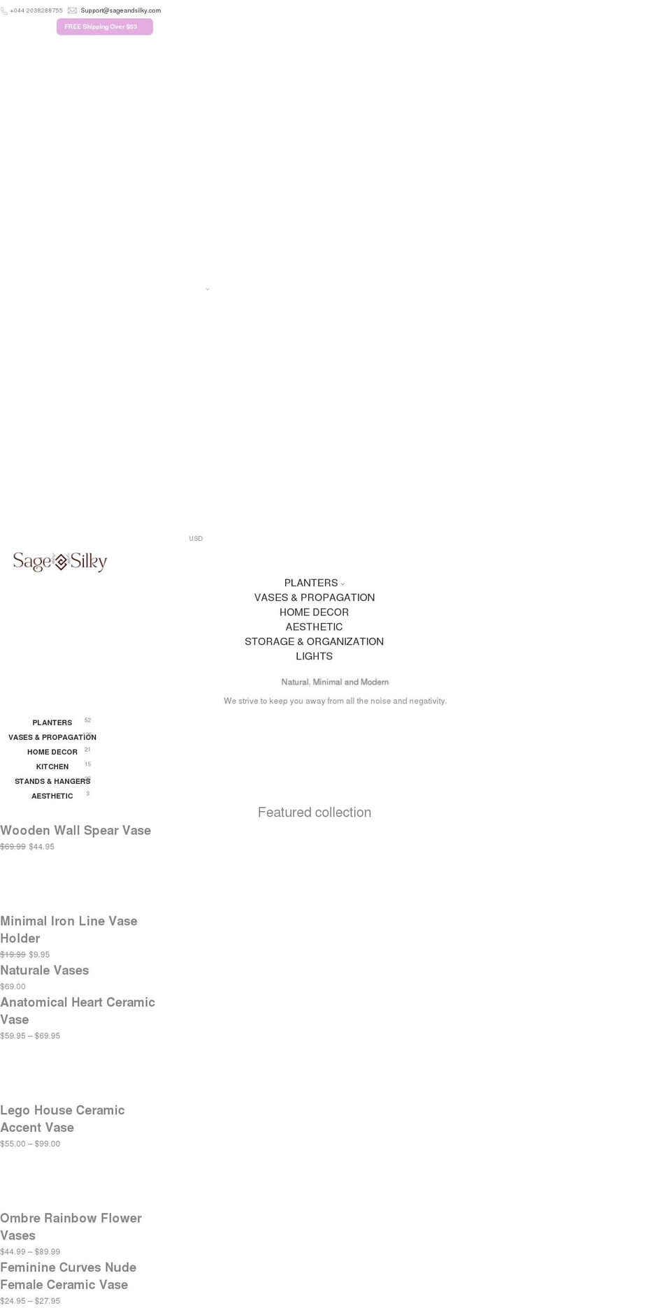 sageandsilky.com shopify website screenshot