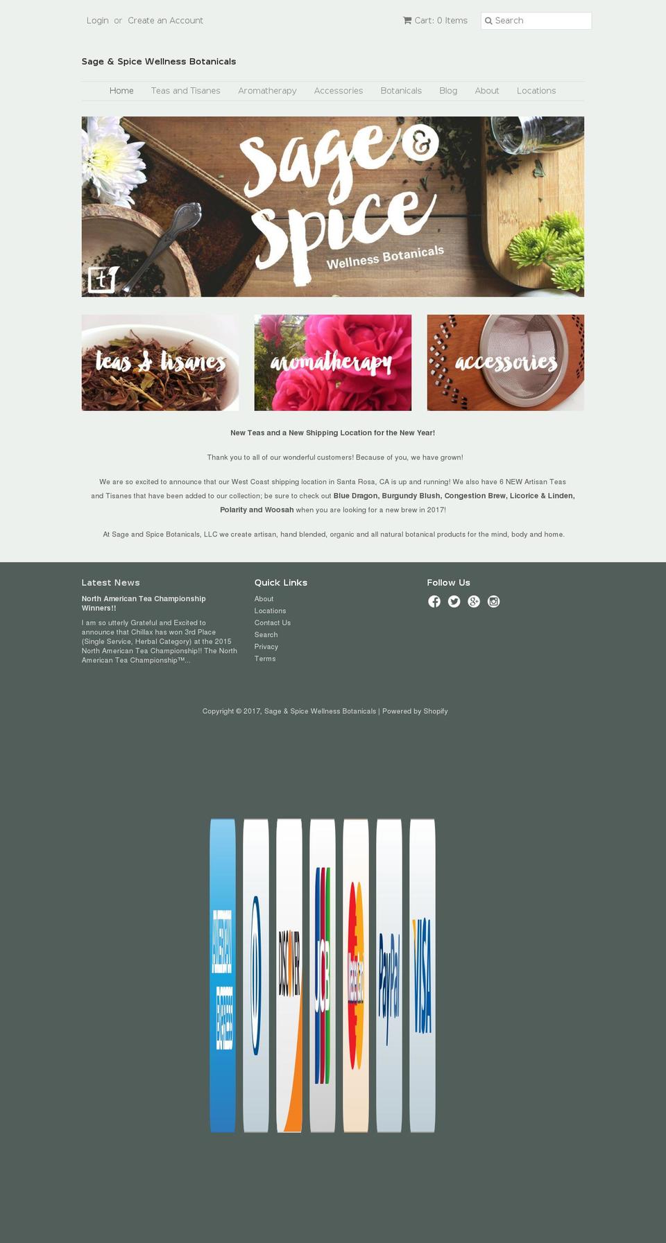 sageandspicewb.com shopify website screenshot