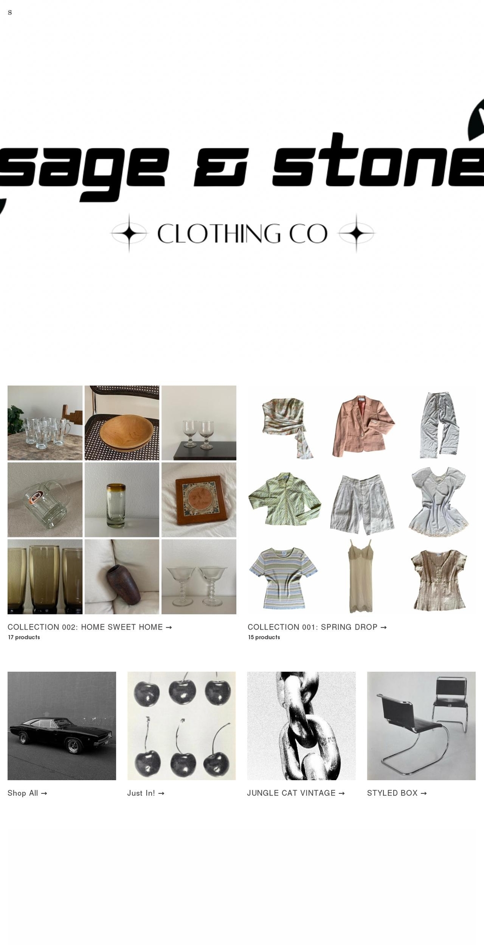 sageandstoneclothingco.com shopify website screenshot
