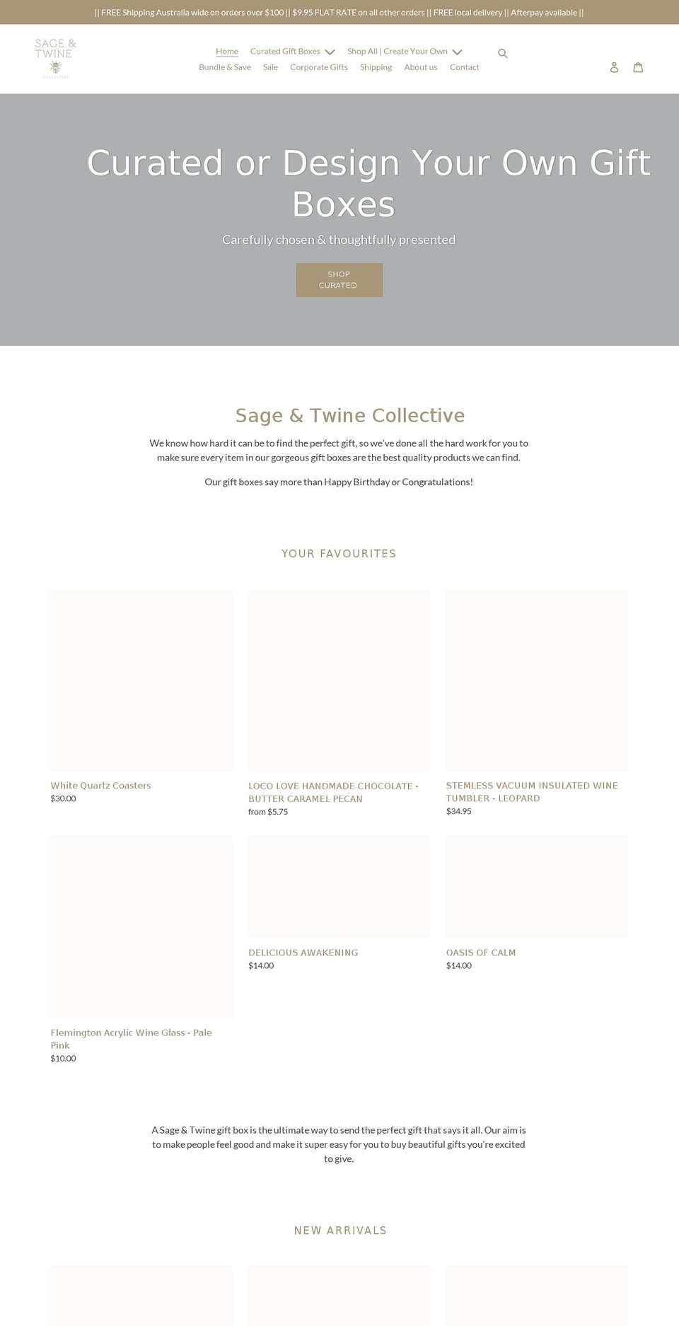 sageandtwinecollective.com.au shopify website screenshot