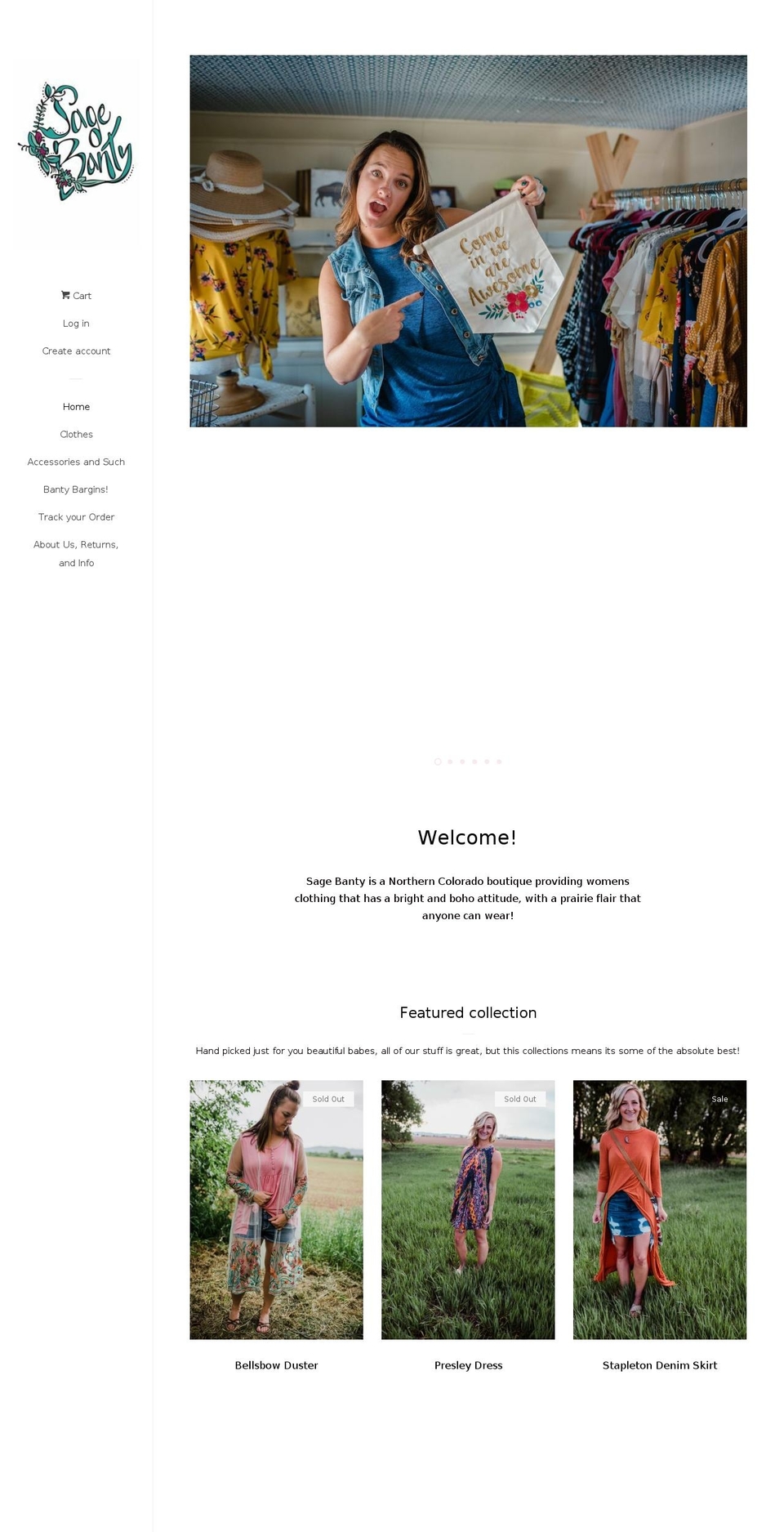 sagebanty.com — Shopify storefront screenshot