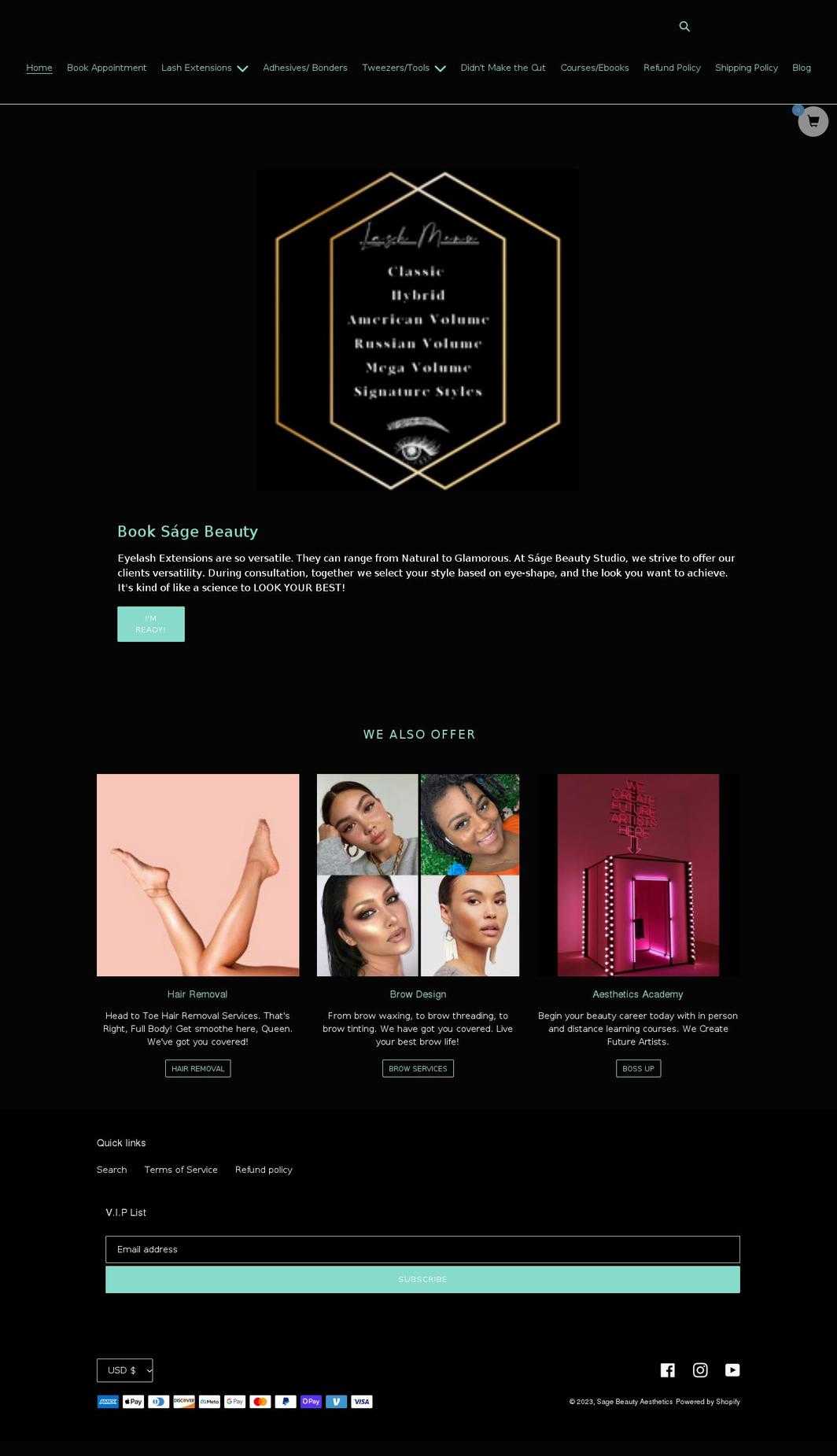 sagebeautystudio.com shopify website screenshot