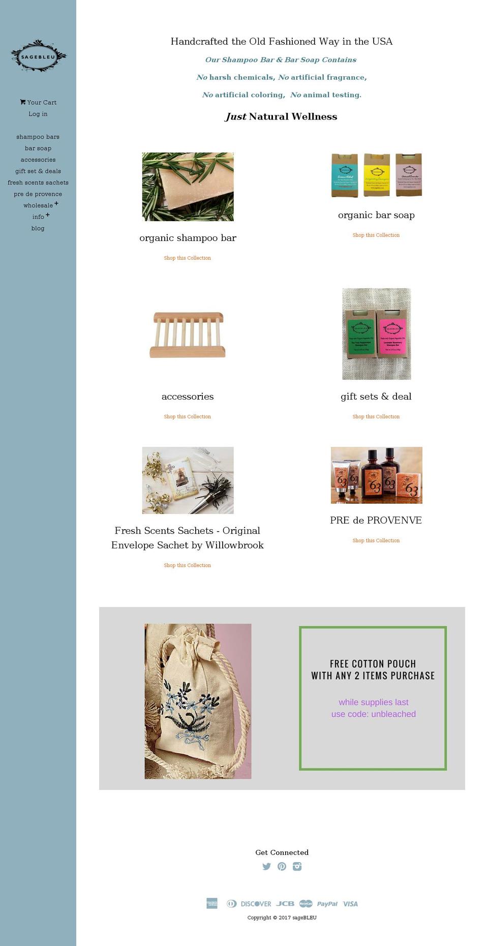 sagebleu.com shopify website screenshot