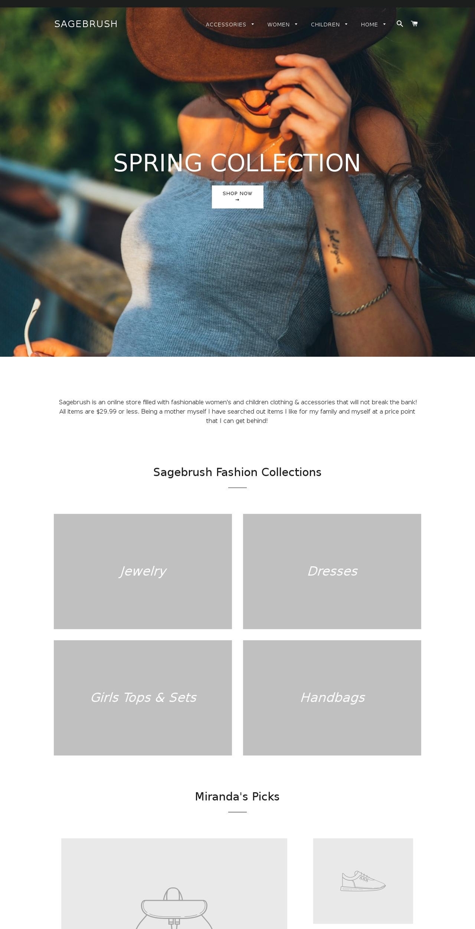 sagebrushfashion.com — Shopify storefront screenshot