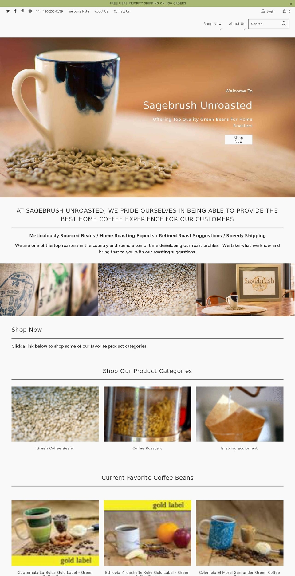 sagebrushunroasted.com — Shopify storefront screenshot