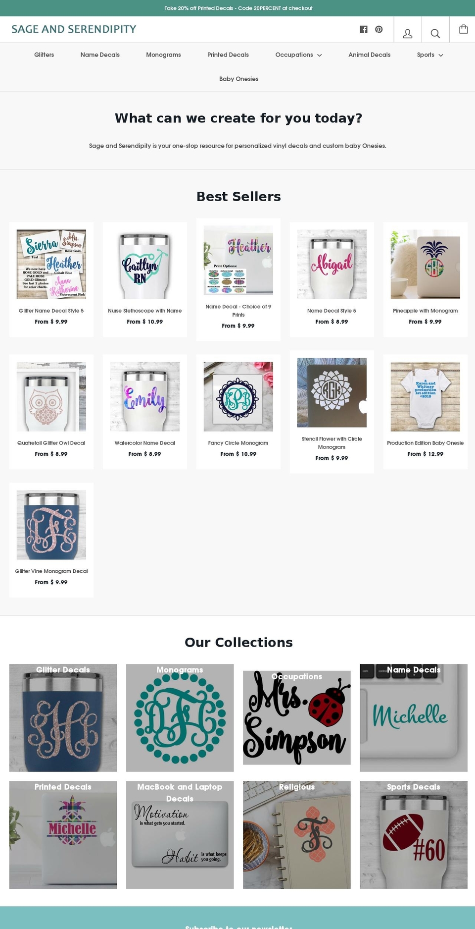 sagedecals.com — Shopify storefront screenshot