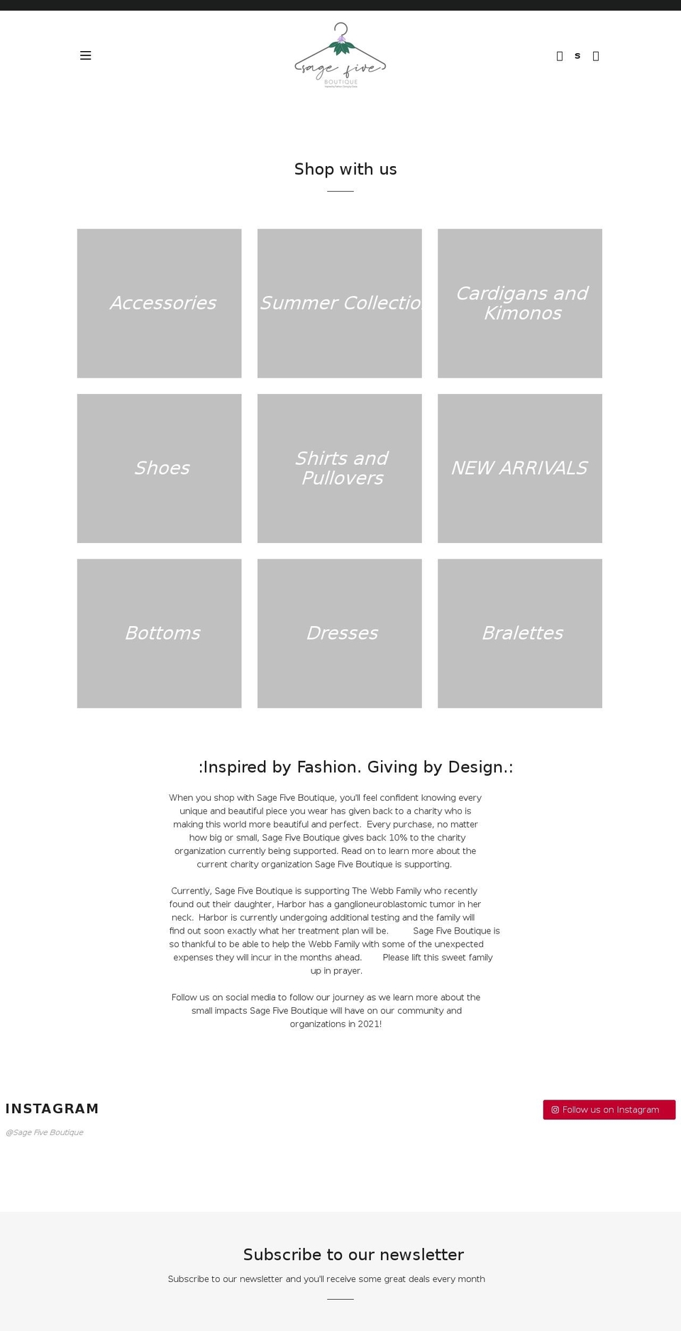 sagefiveboutique.com shopify website screenshot