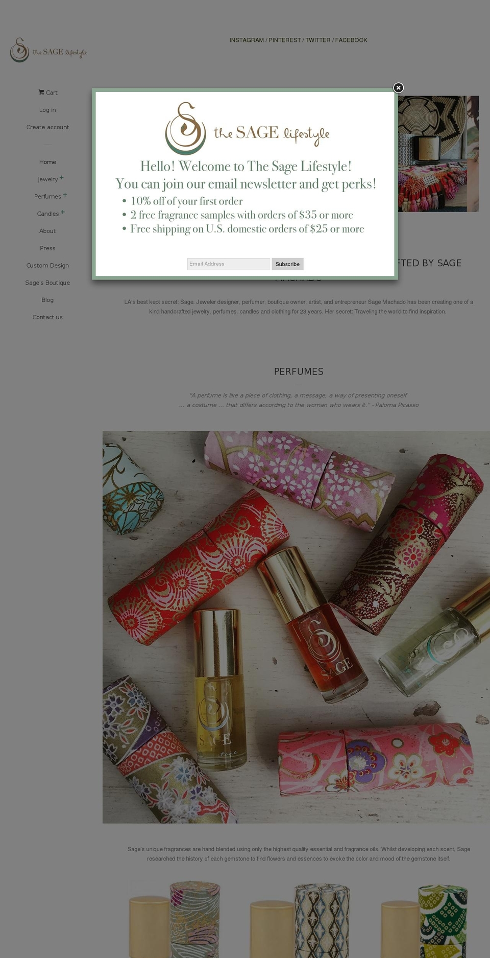 sagefragrances.com shopify website screenshot