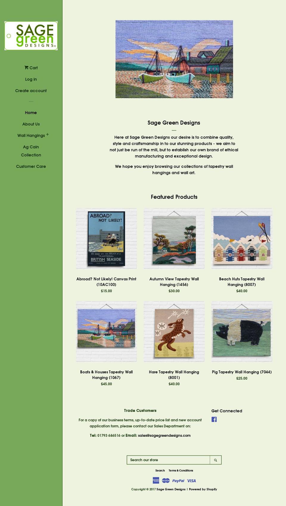 sagegreendesigns.com shopify website screenshot