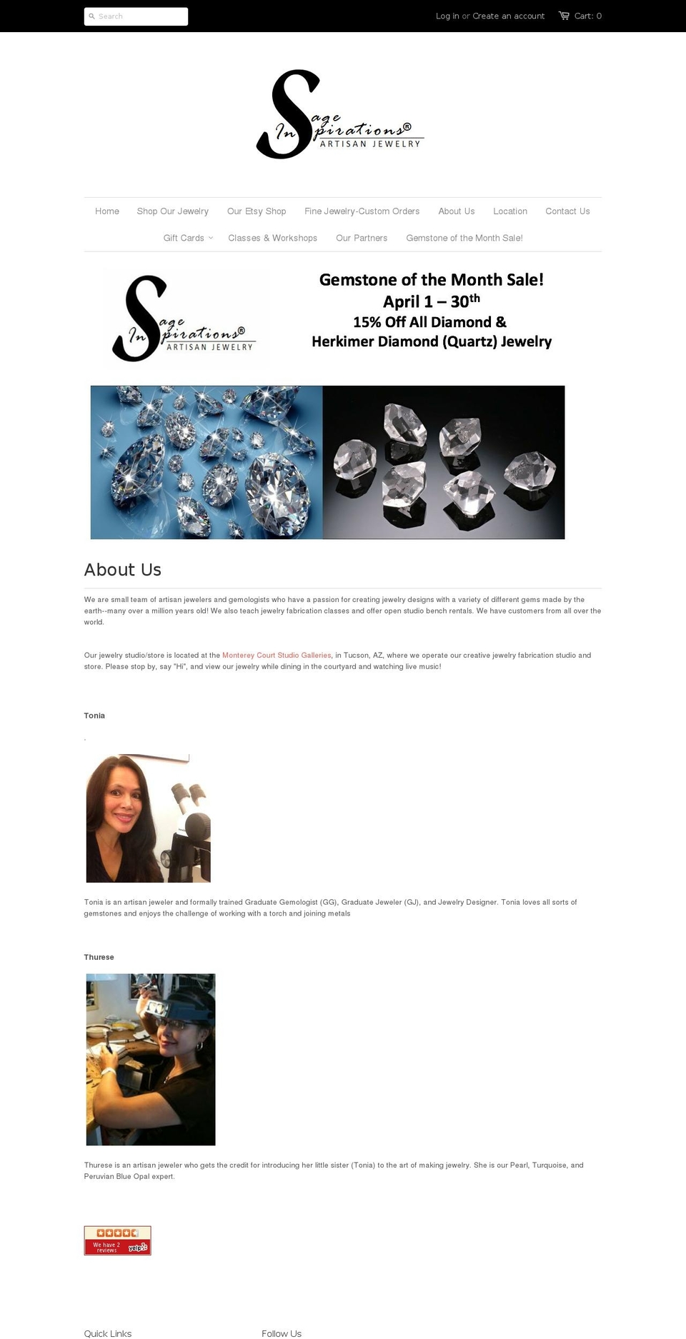 sageinspirations.com shopify website screenshot