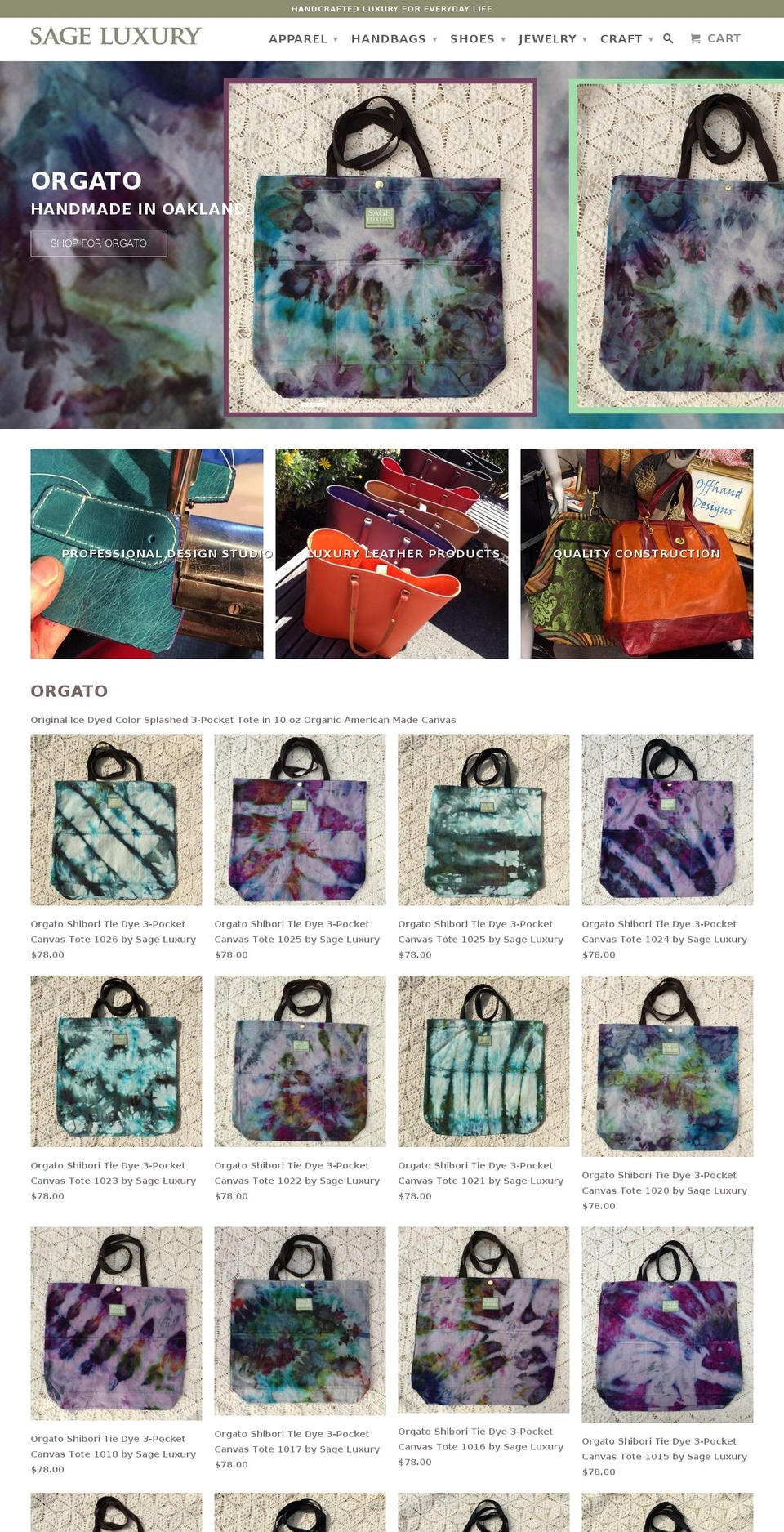 sageluxury.com shopify website screenshot