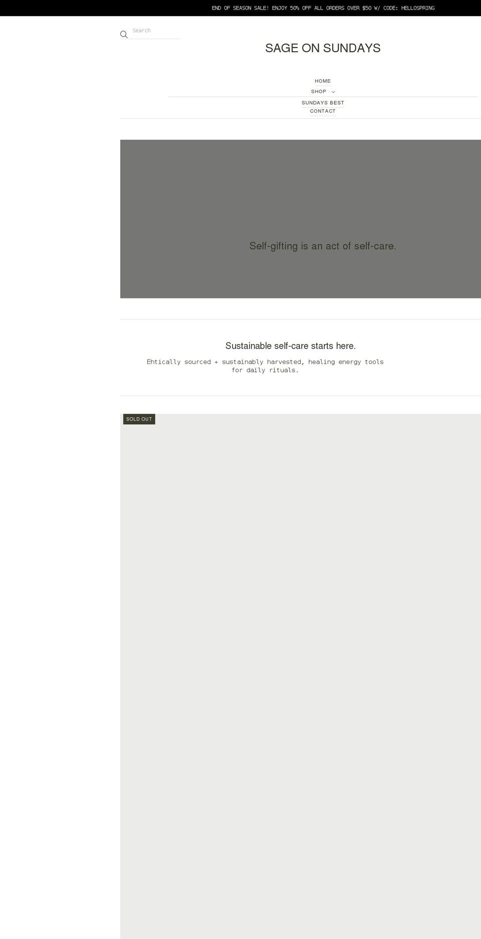 sageonsundays.com shopify website screenshot