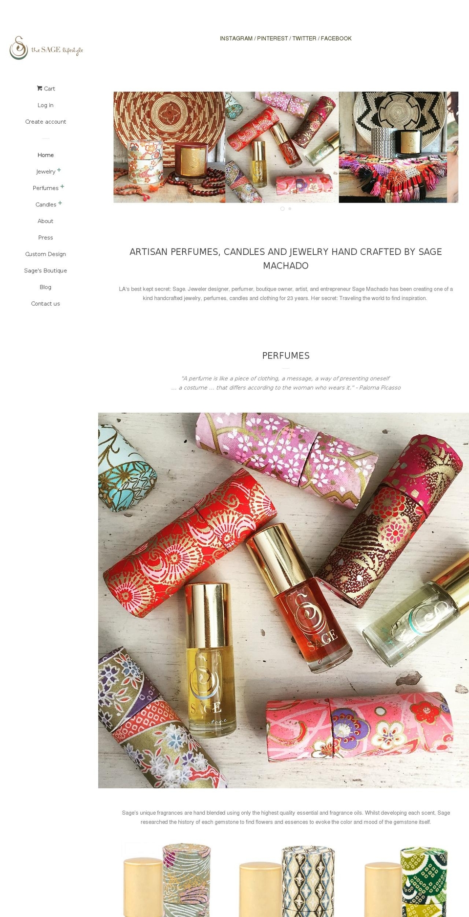 sageperfumes.com shopify website screenshot