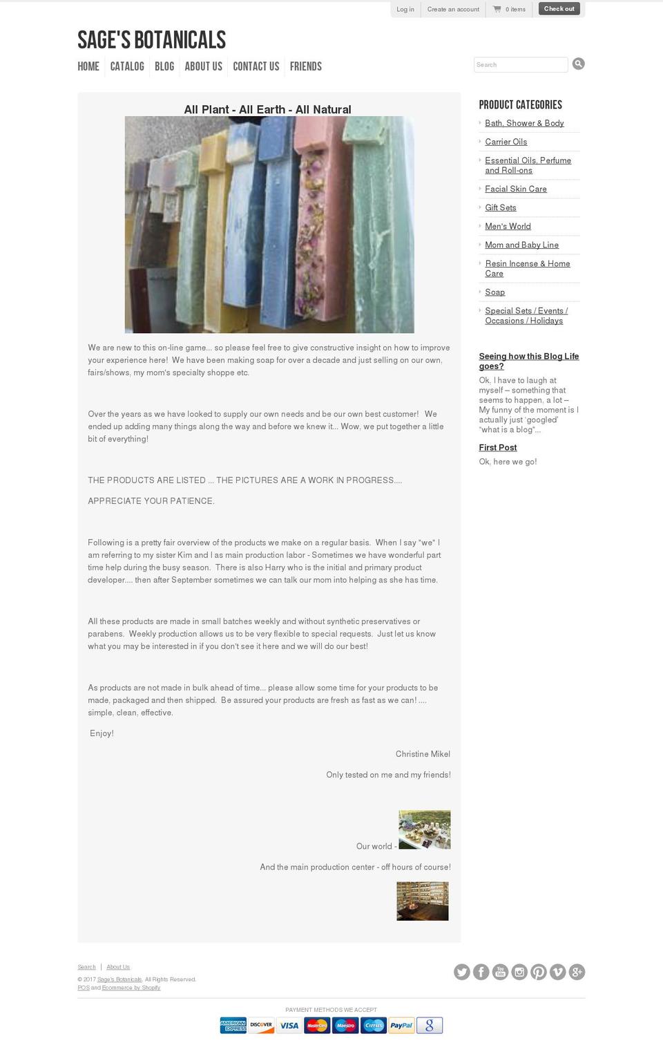 sagesbotanical.com shopify website screenshot