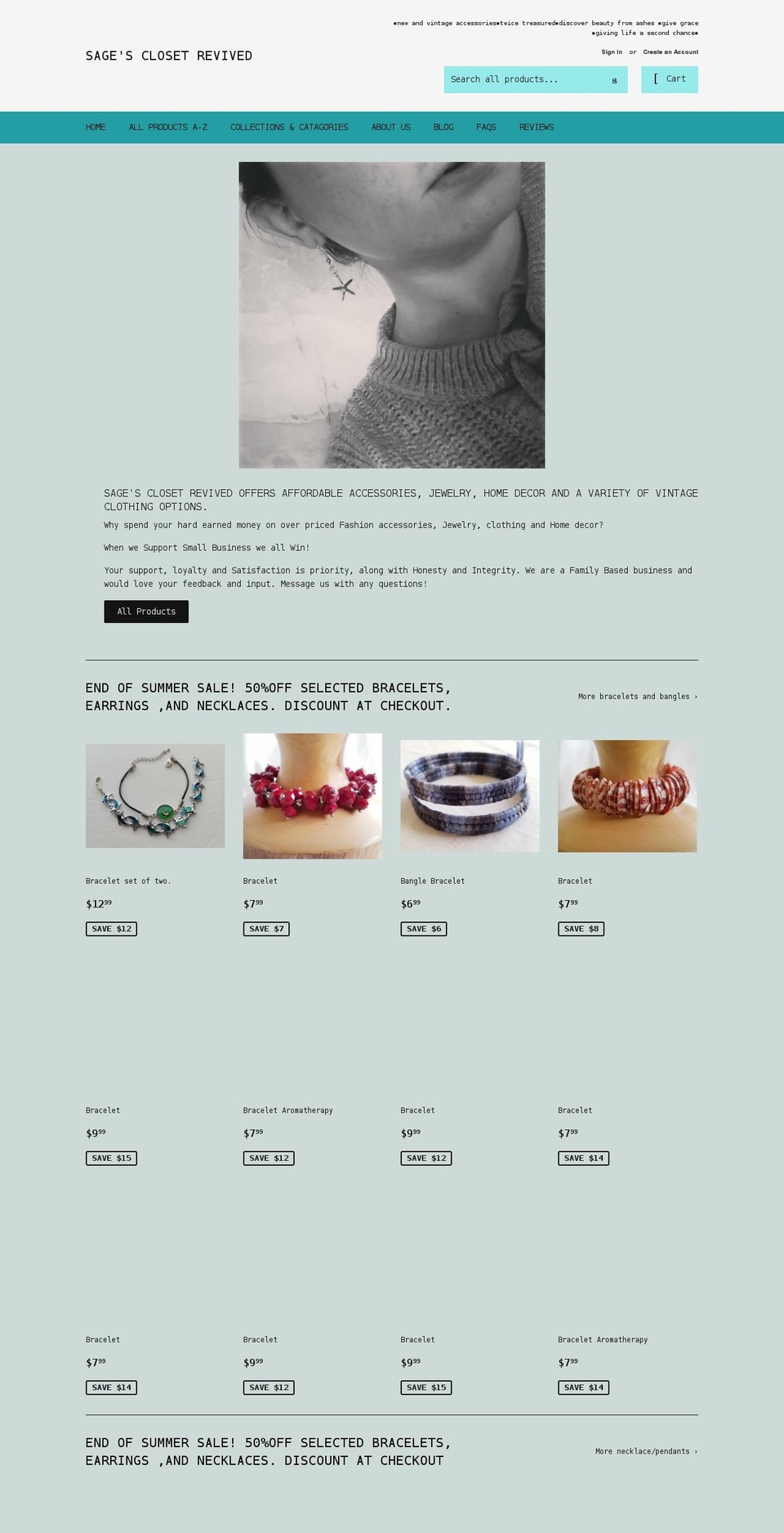 sagesclosetrevived.com shopify website screenshot