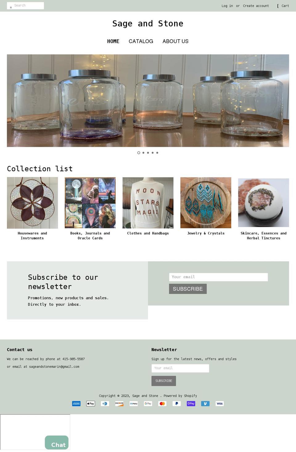 sagestoneshop.com shopify website screenshot