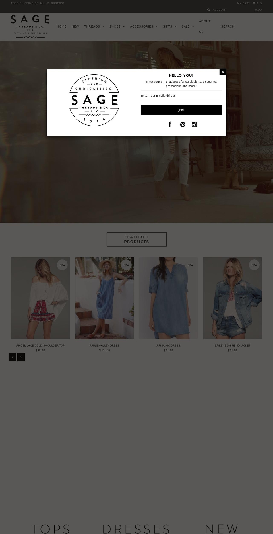 sagethreadco.com shopify website screenshot