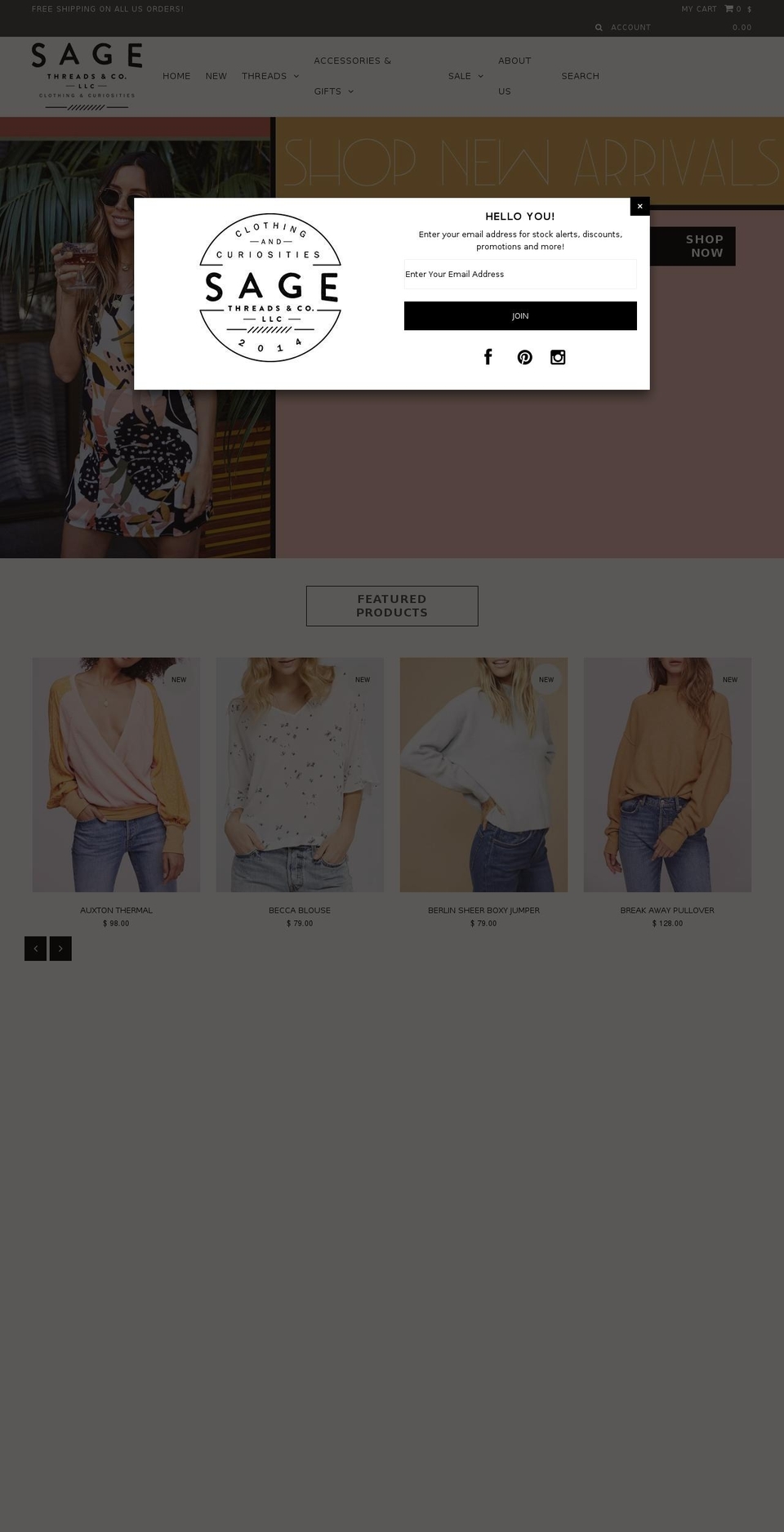 sagethreads.com — Shopify storefront screenshot
