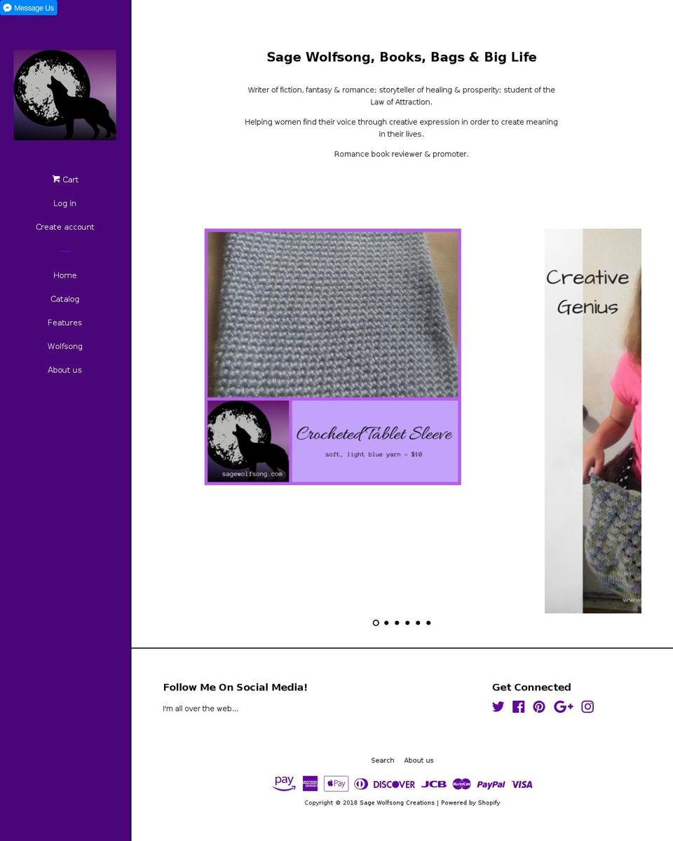 sagewolfsong.com shopify website screenshot