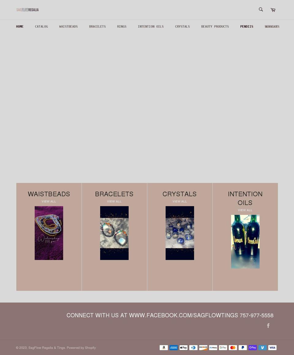 sagflowregalia.com shopify website screenshot