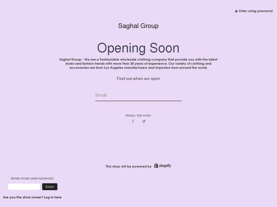 saghal.com shopify website screenshot