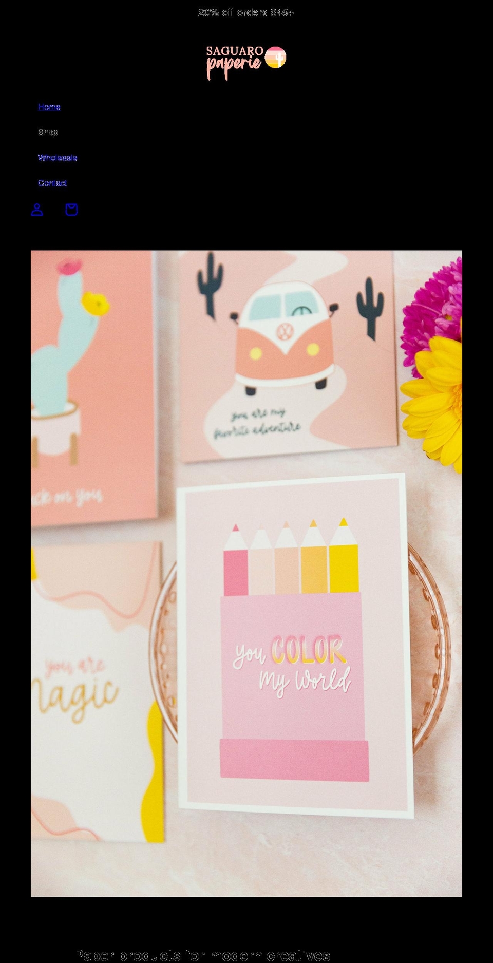 saguaropaperie.com shopify website screenshot