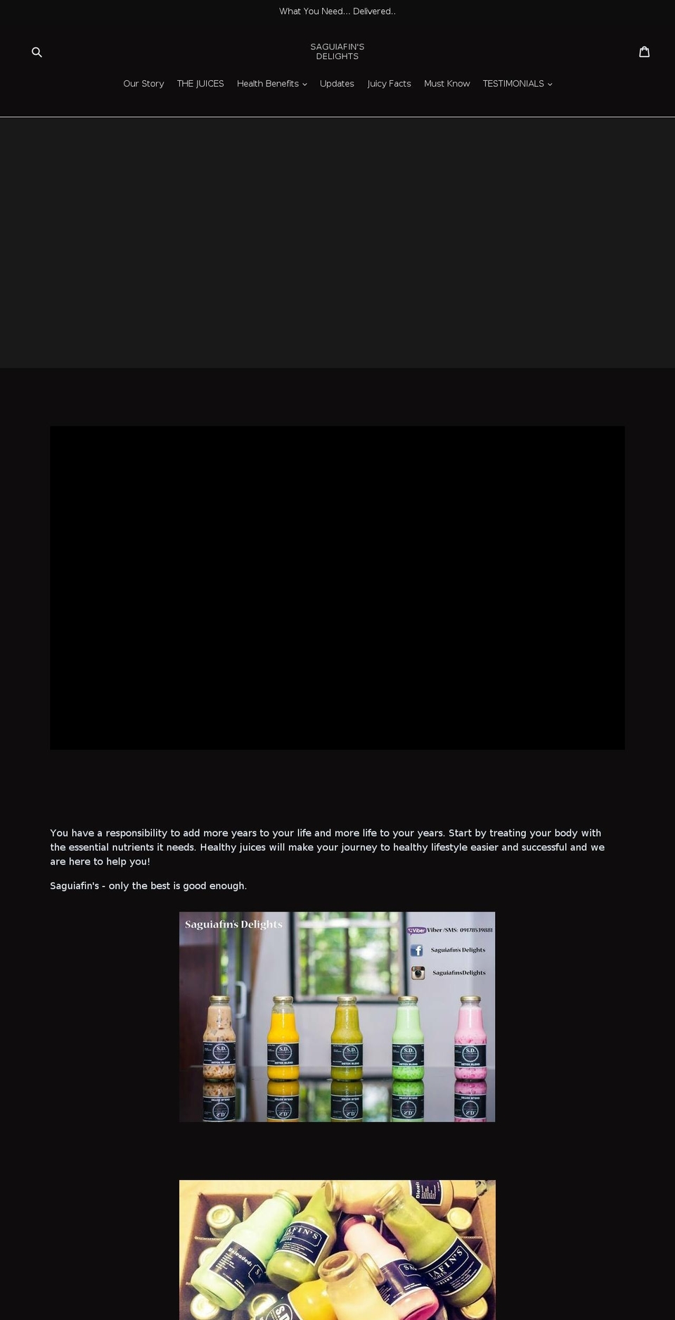saguiafinsdelights.com — Shopify storefront screenshot