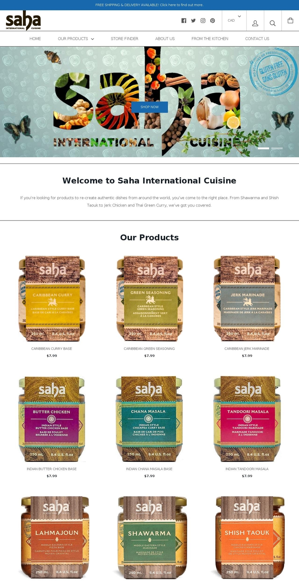 sahacuisine.com shopify website screenshot