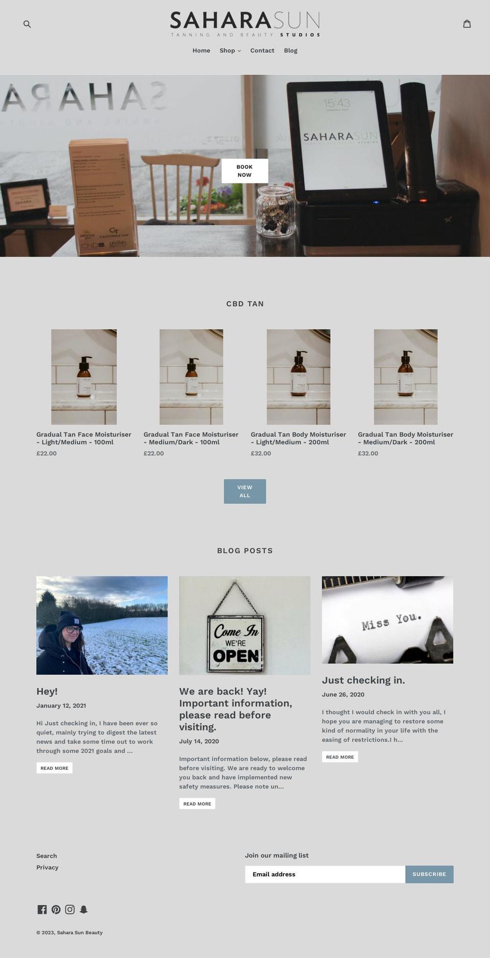 saharasunbeauty.com — Shopify storefront screenshot