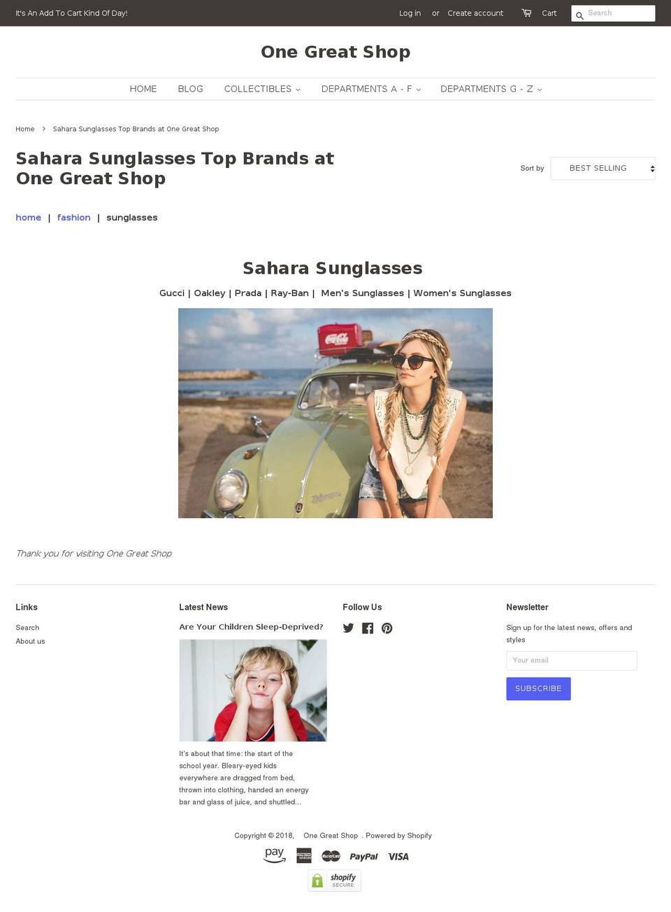 saharasunglasses.com — Shopify storefront screenshot