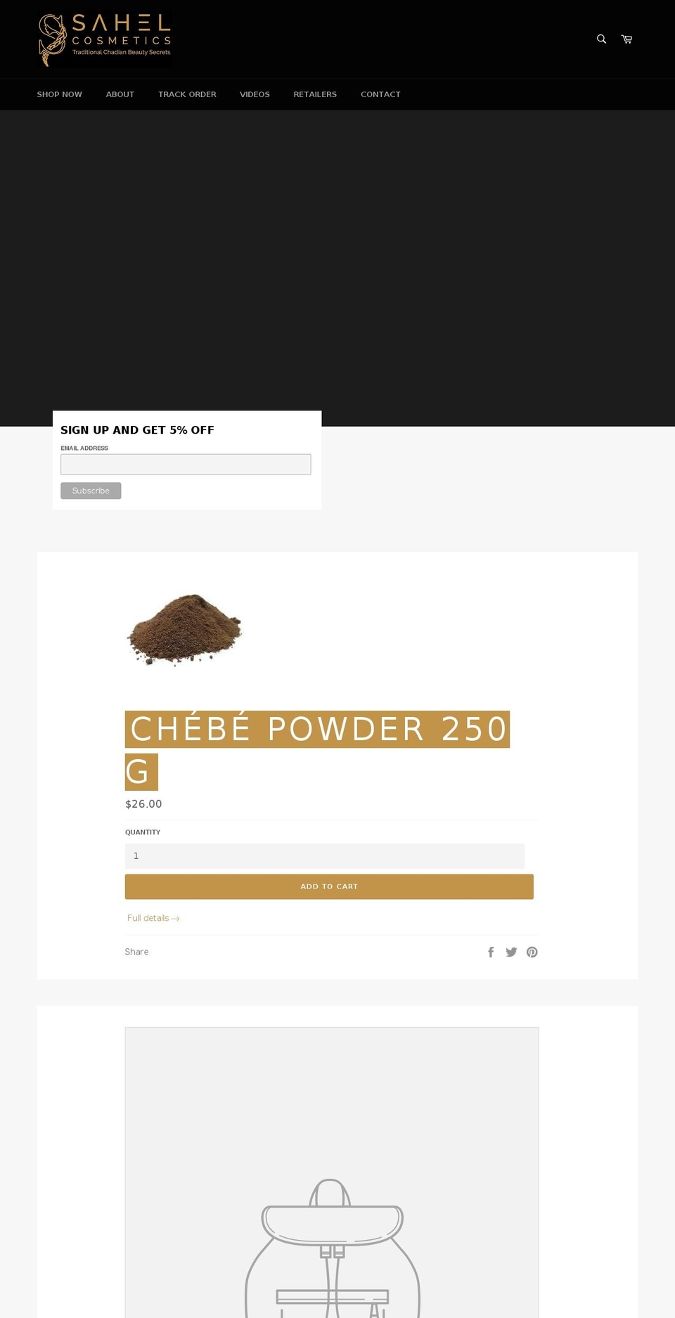 sahelcosmetics.com — Shopify storefront screenshot