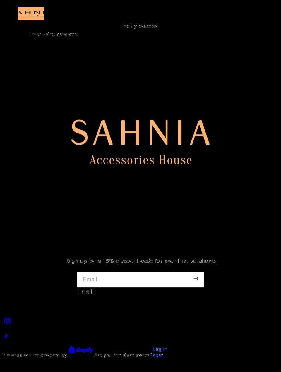 sahnia.com shopify website screenshot