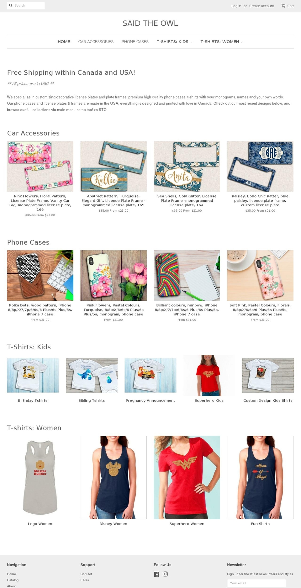saidtheowl.com — Shopify storefront screenshot