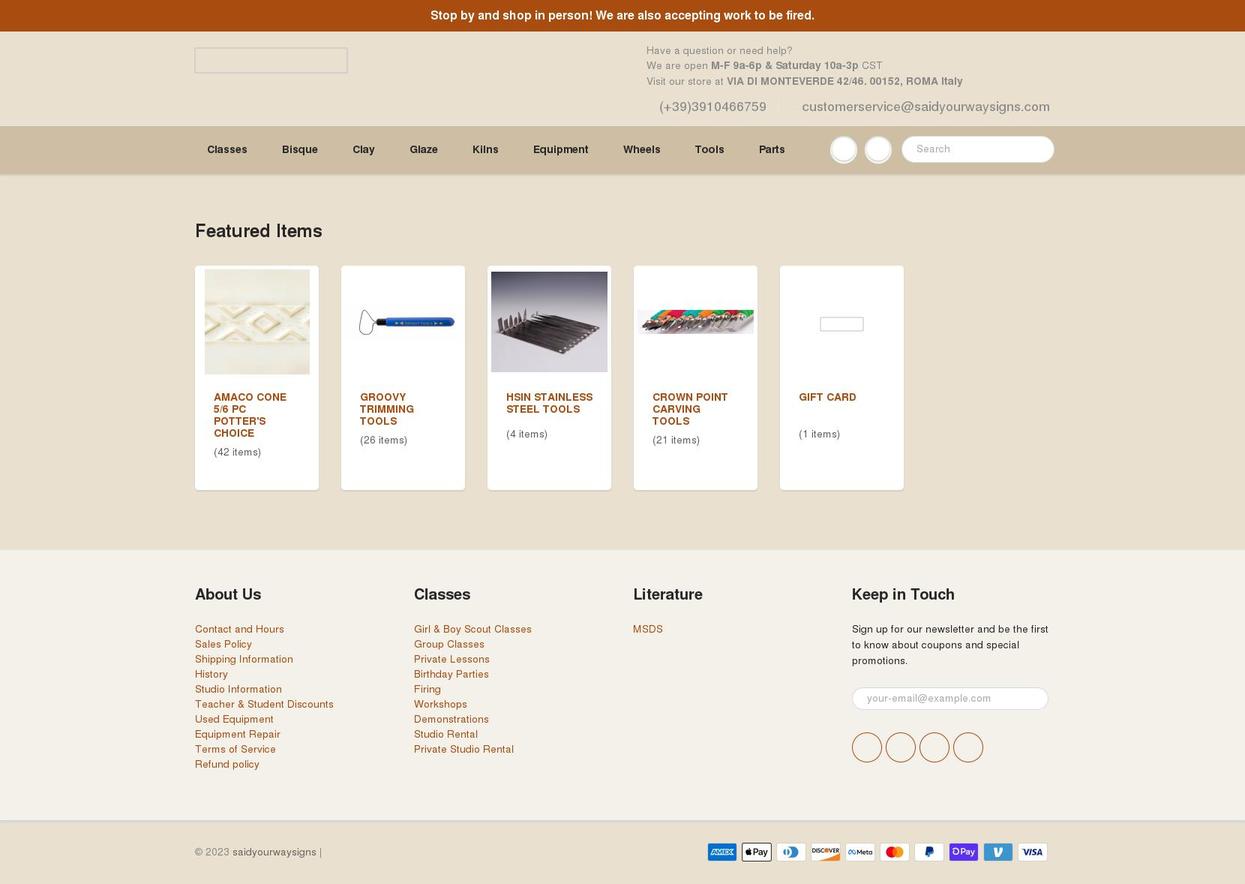 saidyourwaysigns.com shopify website screenshot
