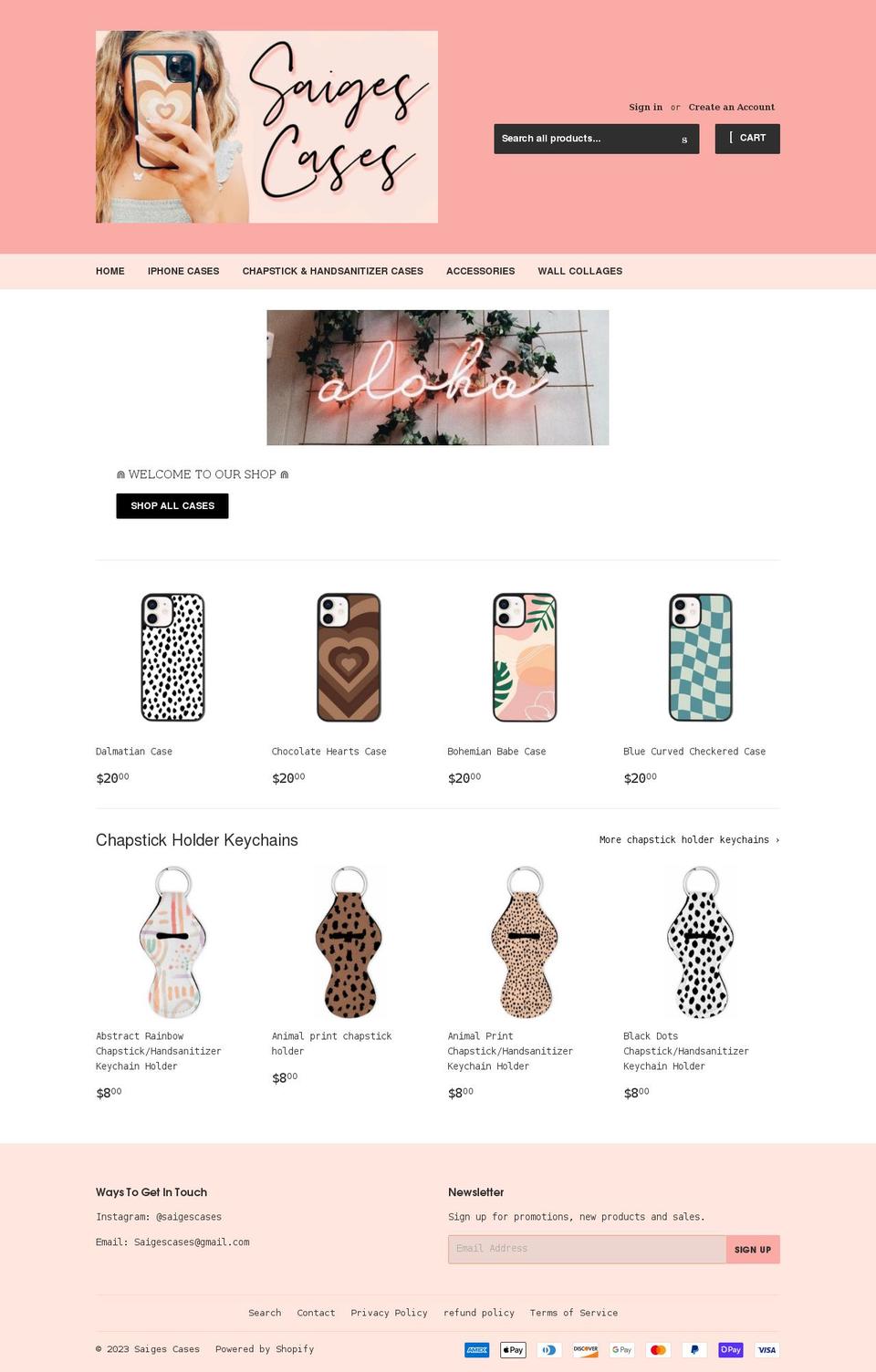 saigescases.com shopify website screenshot