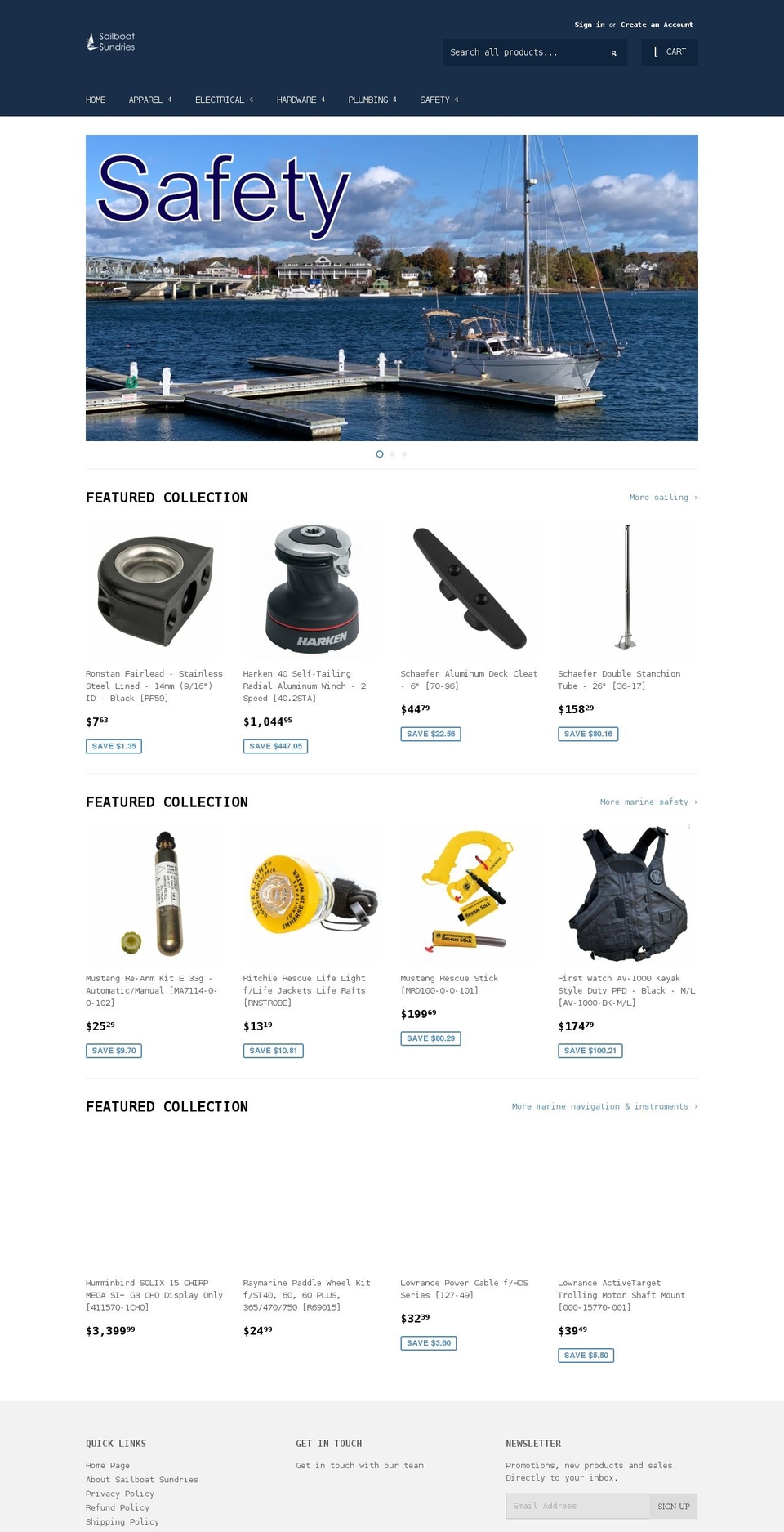 sailboatsundries.com shopify website screenshot