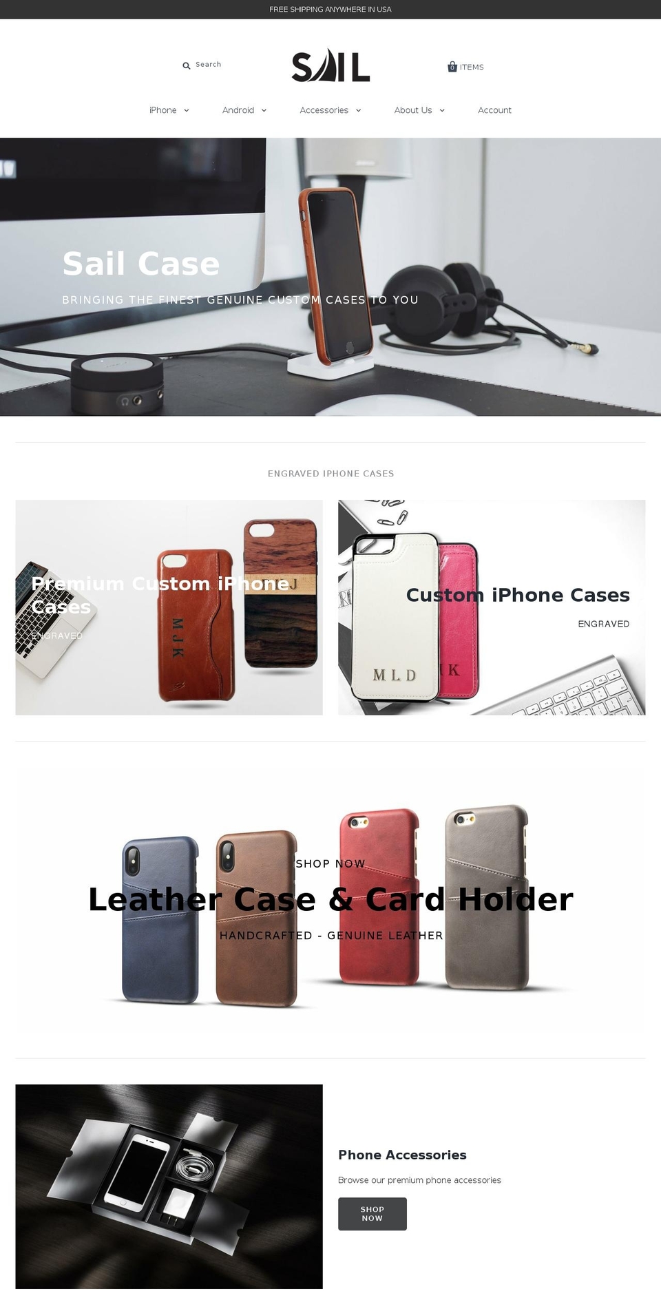 sailcase.com — Shopify storefront screenshot