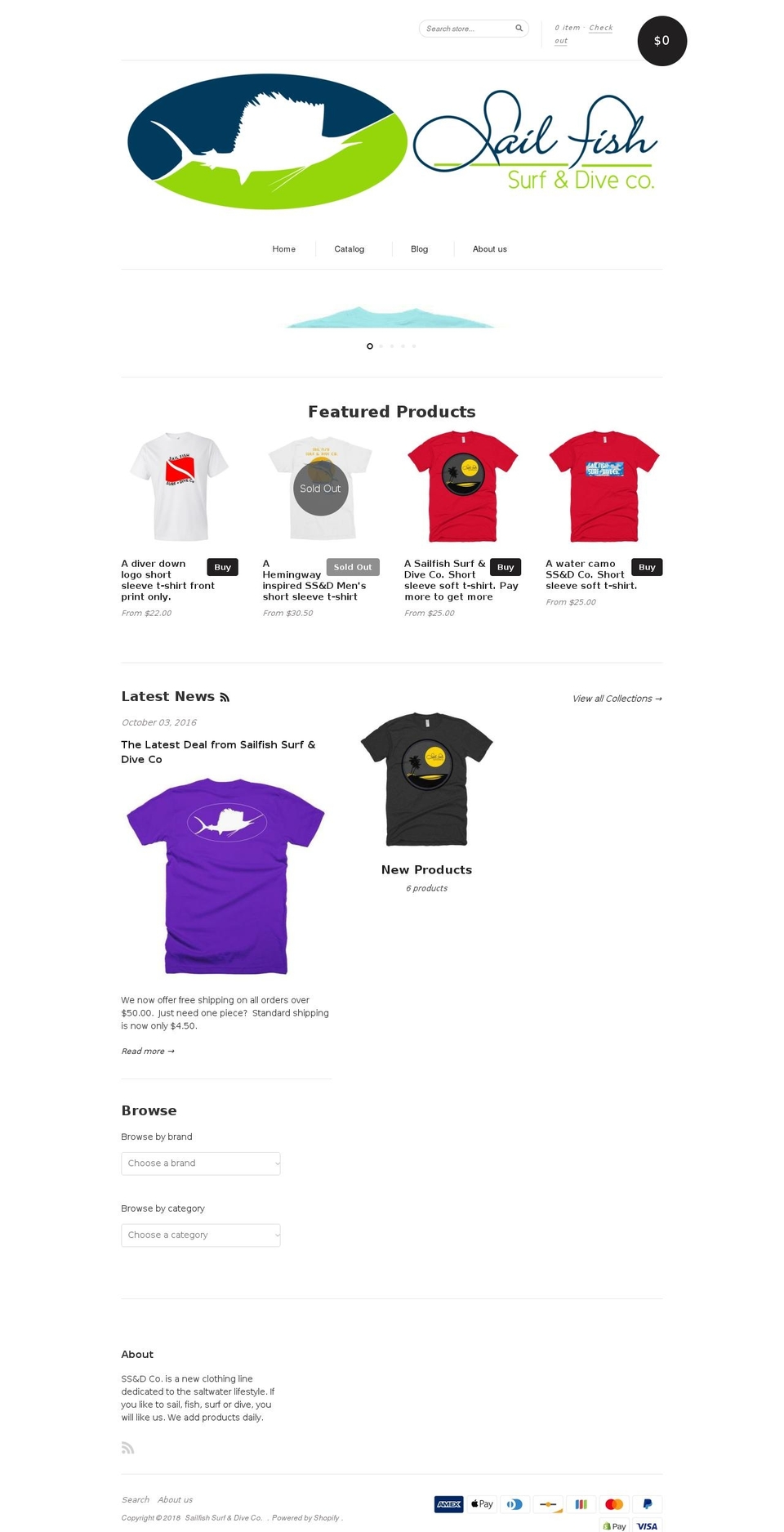 sailfishsurfdiveco.com shopify website screenshot