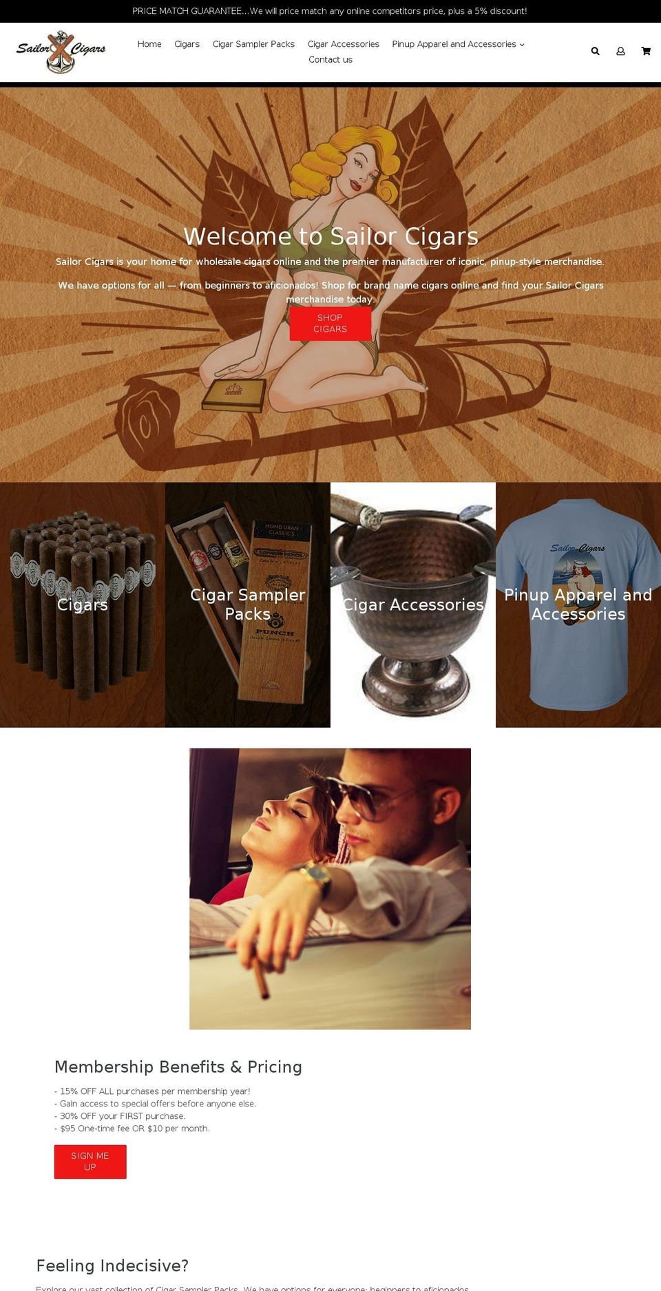 sailorcigars.com — Shopify storefront screenshot