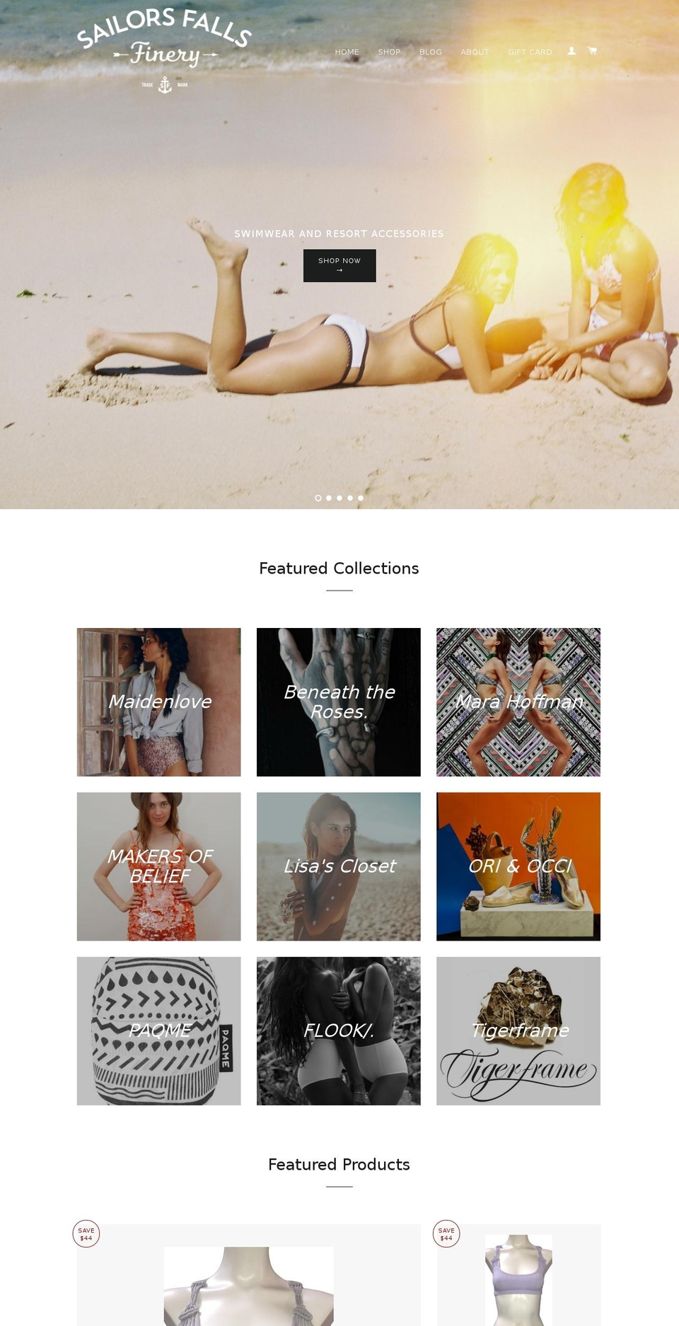 sailorsfalls.com shopify website screenshot