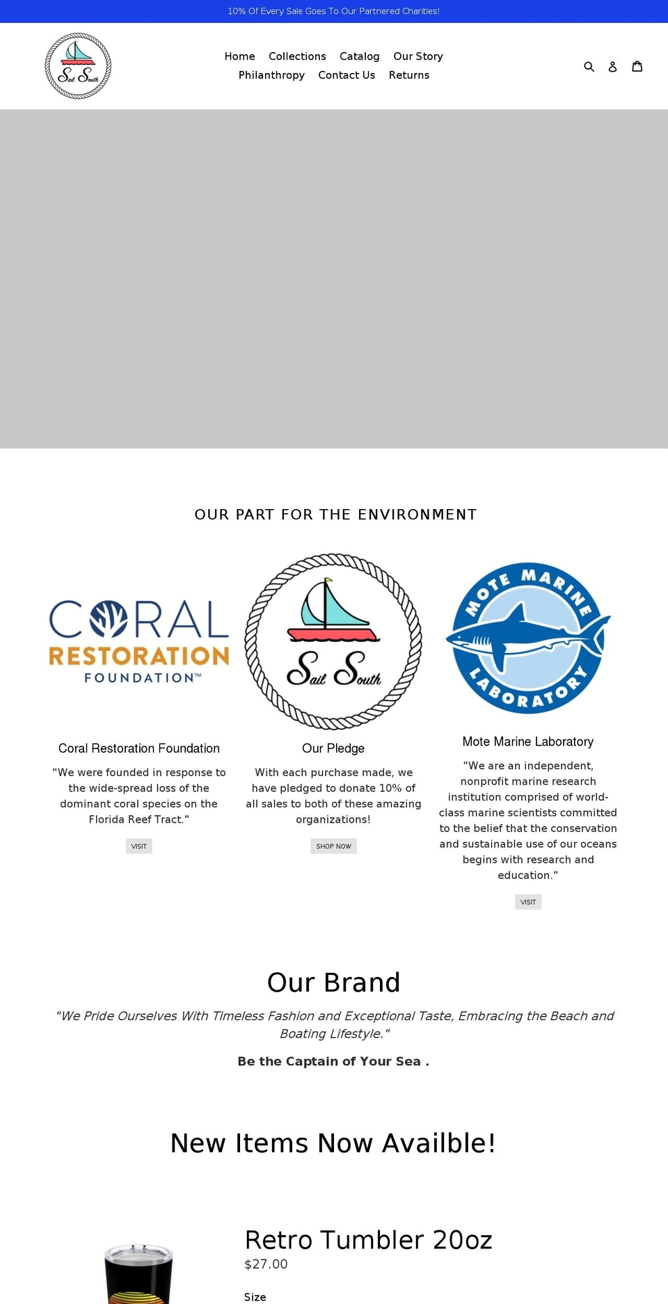 sailsouthcompany.com shopify website screenshot