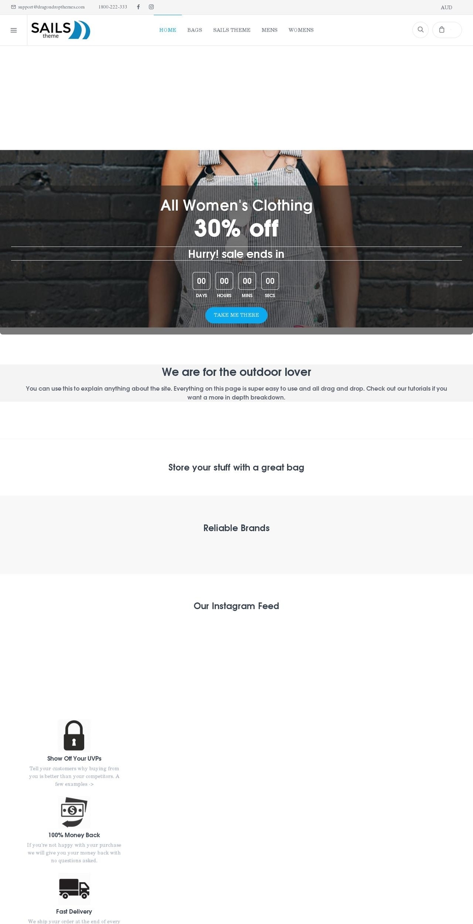 sailstheme.com shopify website screenshot