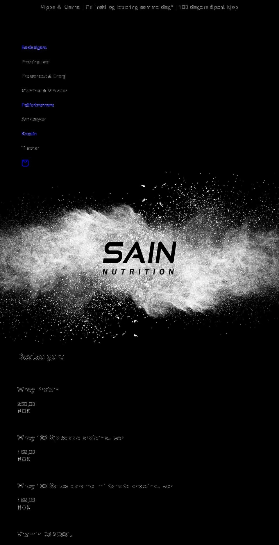 sain.no shopify website screenshot