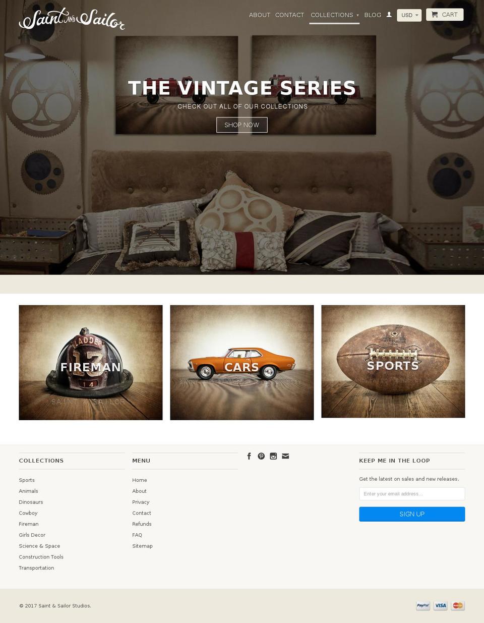 saintandsailorstudios.com shopify website screenshot