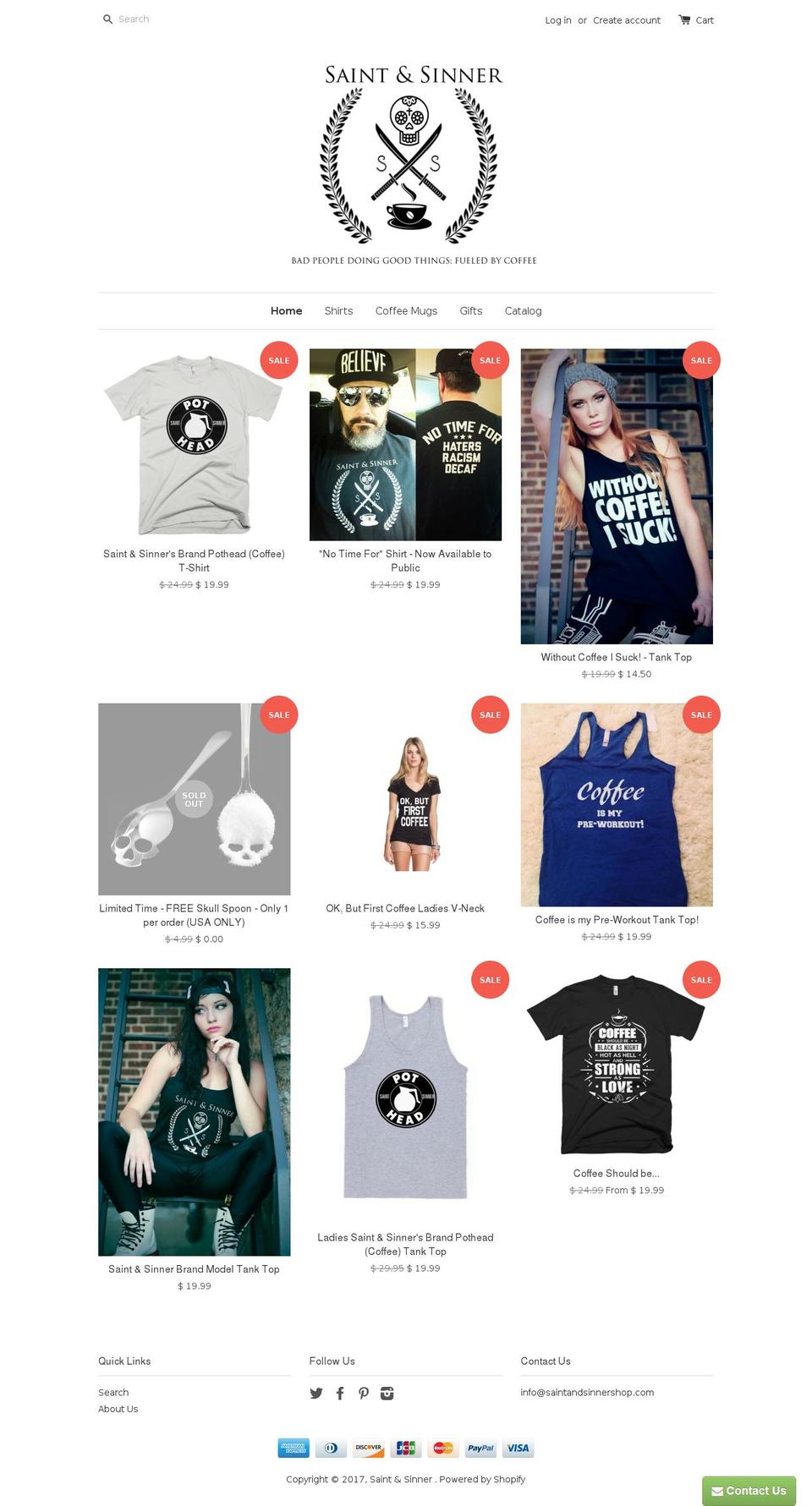 saintandsinnershop.com shopify website screenshot